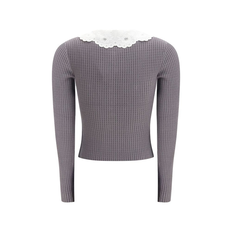 Self-Portrait Gray Viscose Top