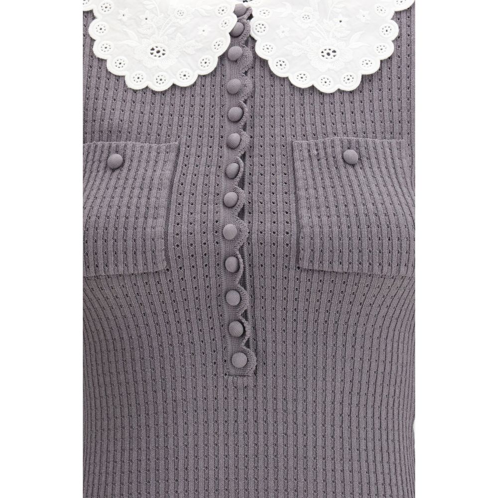 Self-Portrait grijze viscose top