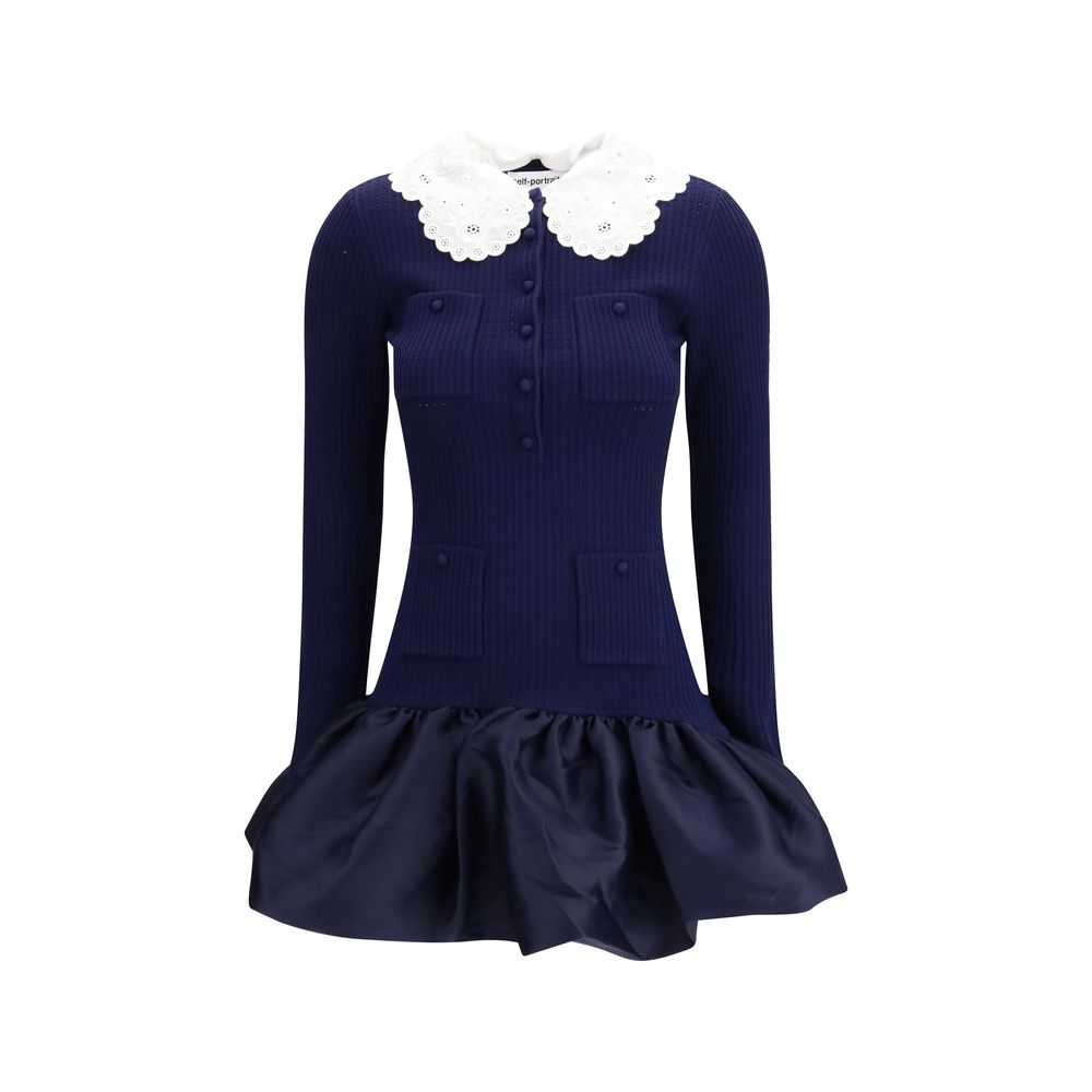 Robe Cocktail Viscose Bleue Self-Portrait