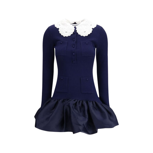 Robe de cocktail bleue en viscose Self-Portrait