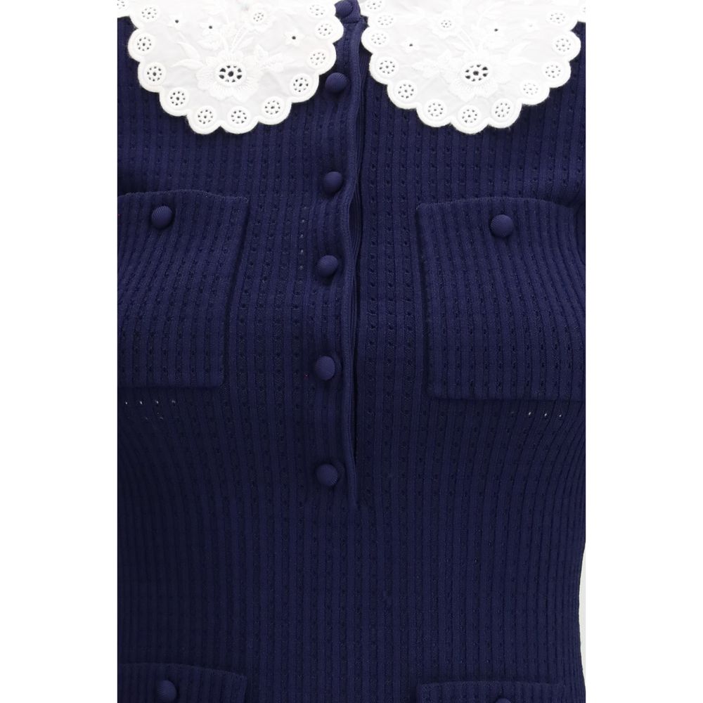Robe Cocktail Viscose Bleue Self-Portrait