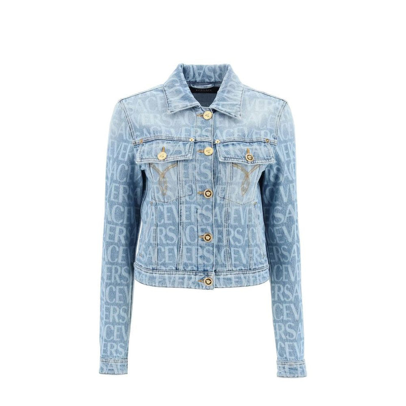 Versace Women's Blue Cotton Denim Jacket - Stylish & Comfortable