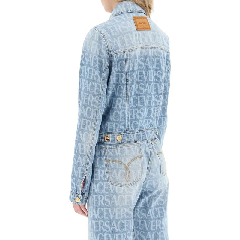 Versace Women's Blue Cotton Denim Jacket - Stylish & Comfortable