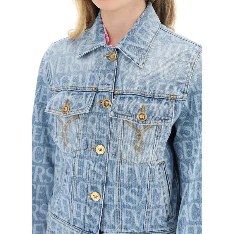 Versace Women's Blue Cotton Denim Jacket - Stylish & Comfortable