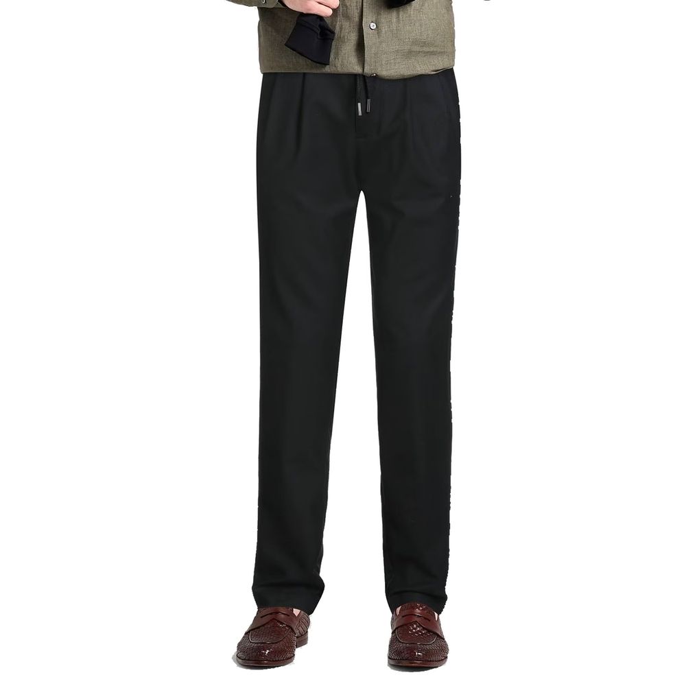 Herno Black Elastane Casual Pants for Men