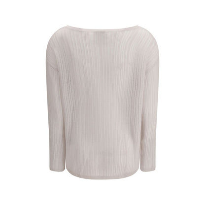 Allude White Cashmere Cashmere Sweater