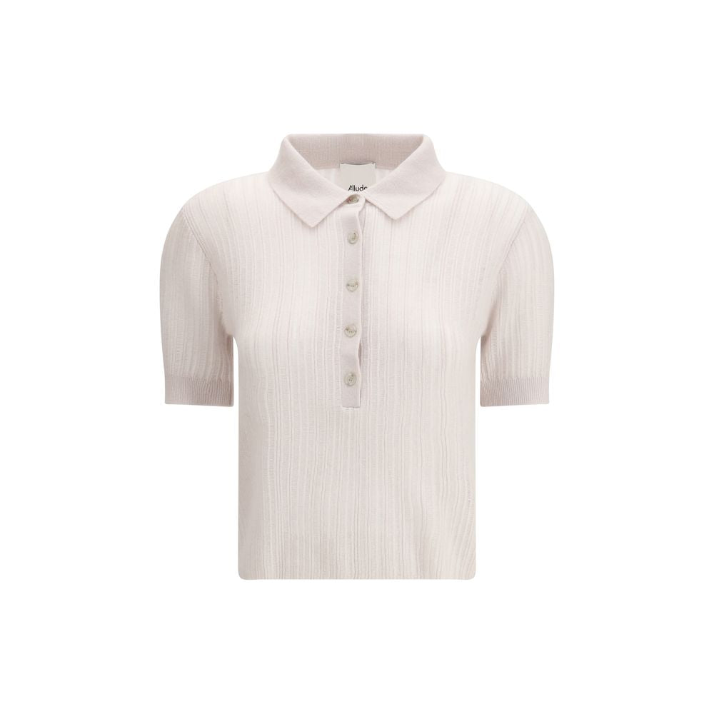 Allude Cream Cashmere Polo-Neck Sweatshirt