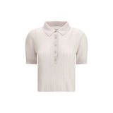 Allude Cream Cashmere Polo-Neck Sweatshirt