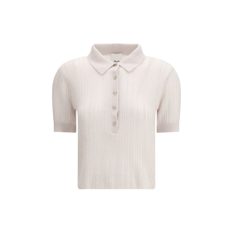 Allude Cream Cashmere Polo-Neck Sweatshirt