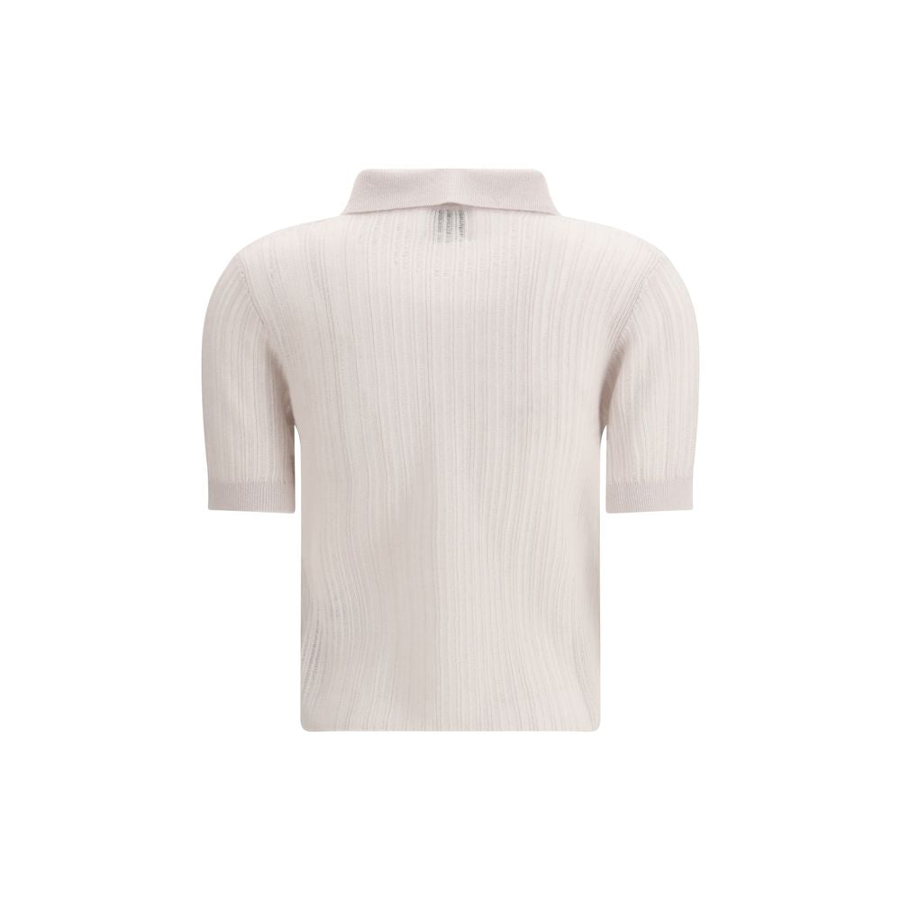 Allude Cream Cashmere Polo-Neck Sweatshirt