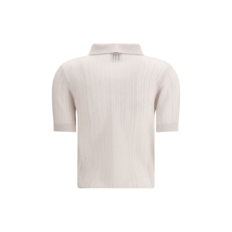 Allude Cream Cashmere Polo-Neck Sweatshirt