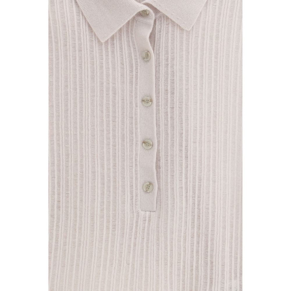 Allude Cream Cashmere Polo-Neck Sweatshirt