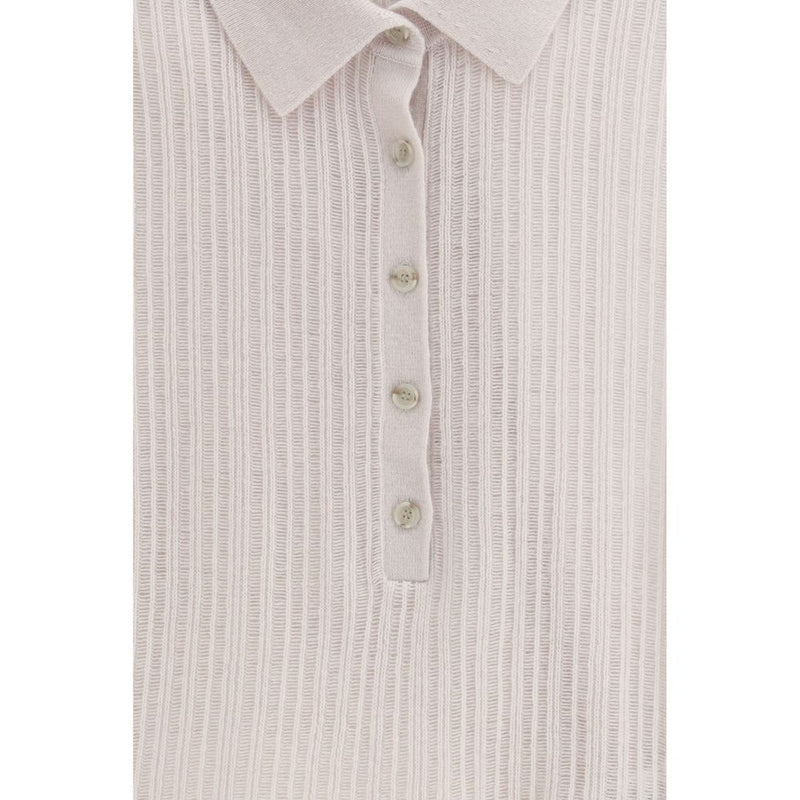 Allude Cream Cashmere Polo-Neck Sweatshirt
