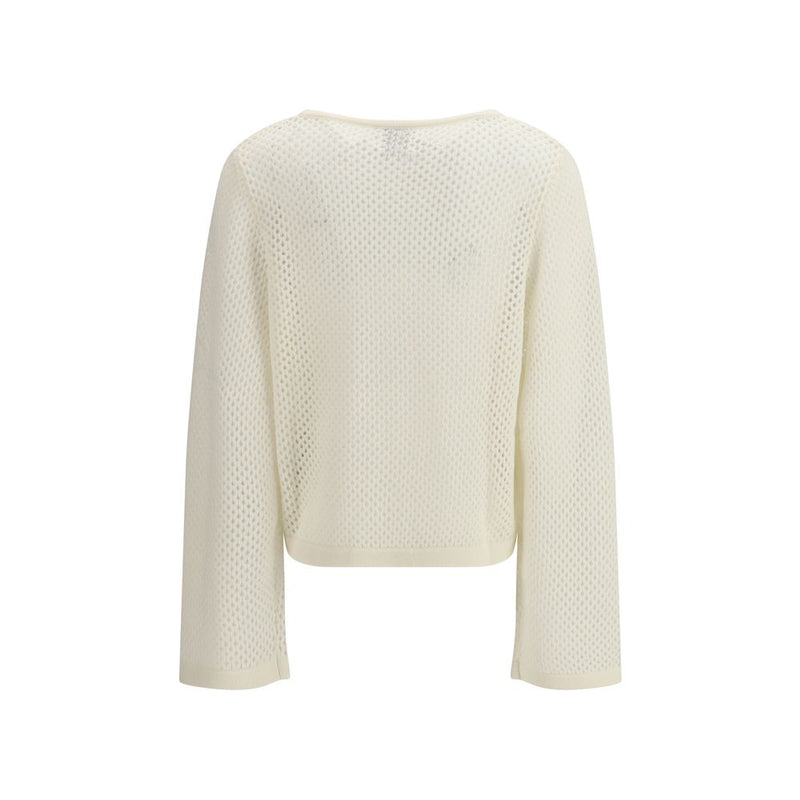 Allude White Fleece Wool Sweatshirt - Luxurious Cashmere Blend