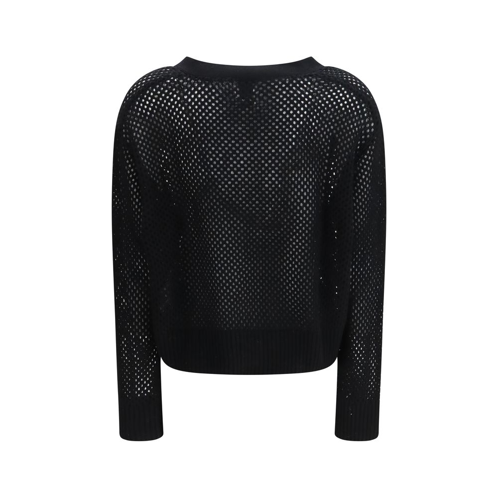 Allude Black Fleece Wool Cardigan - Luxurious Layering Essential