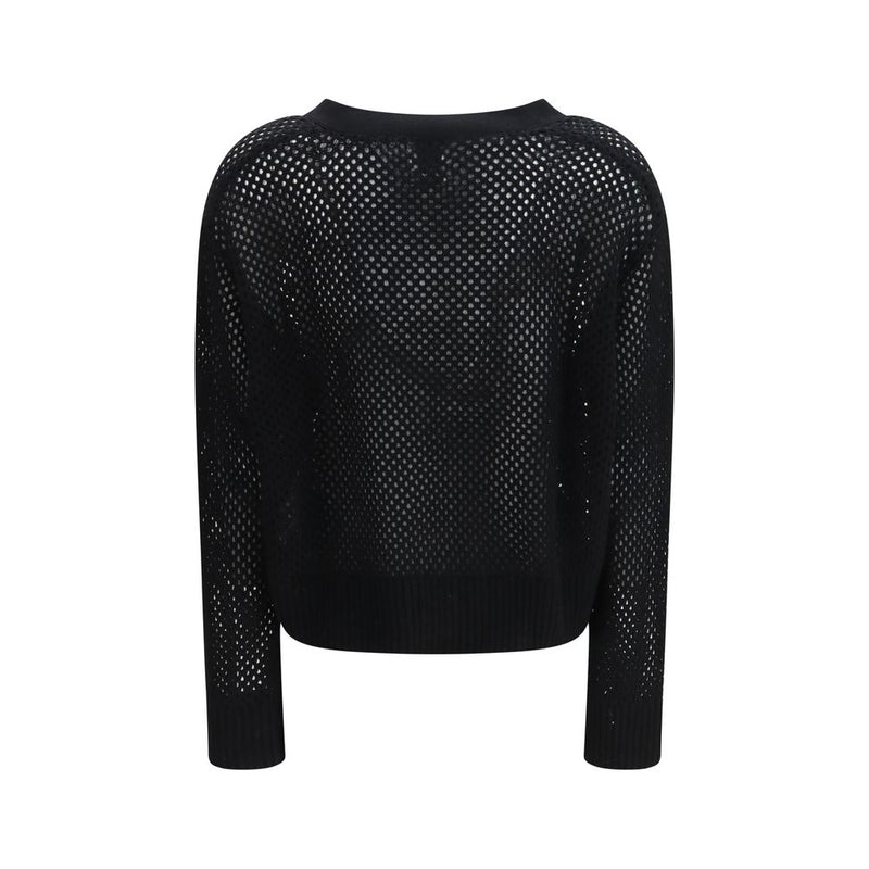 Allude Black Fleece Wool Cardigan - Luxurious Layering Essential