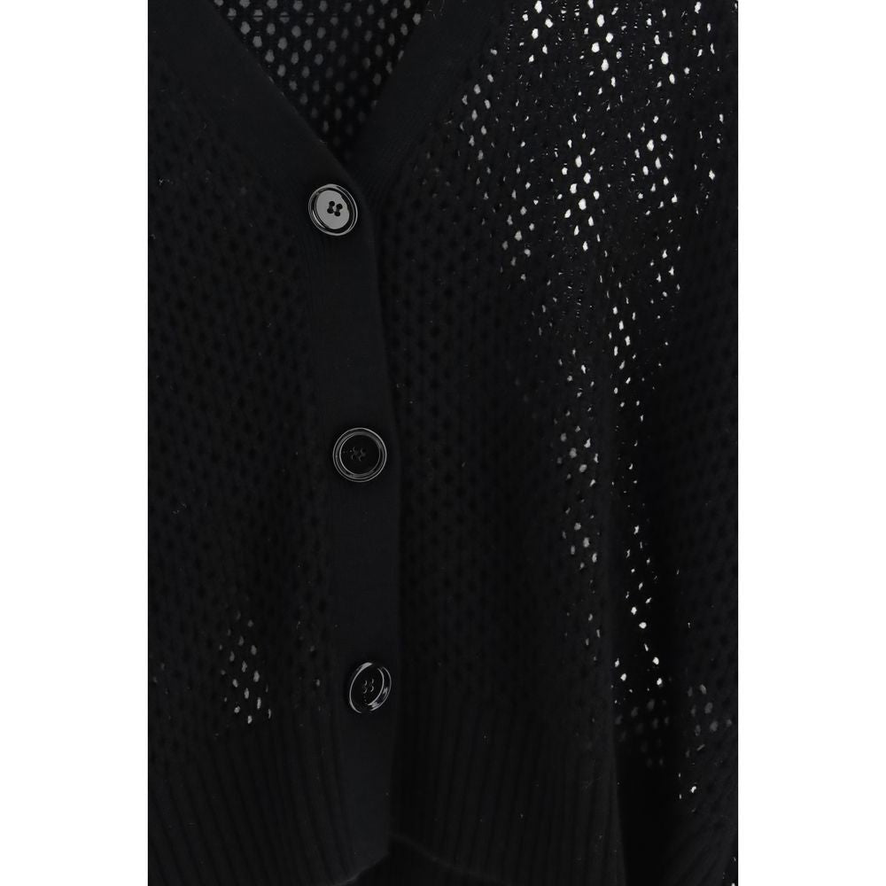 Allude Black Fleece Wool Cardigan - Luxurious Layering Essential
