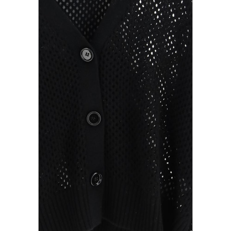Allude Black Fleece Wool Cardigan - Luxurious Layering Essential
