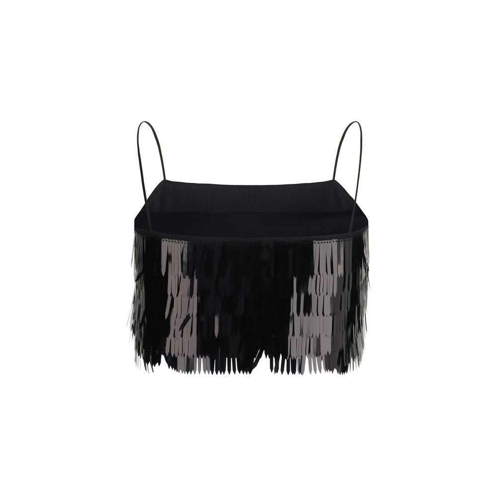 Self-Portrait Black Polyester Sequin Top