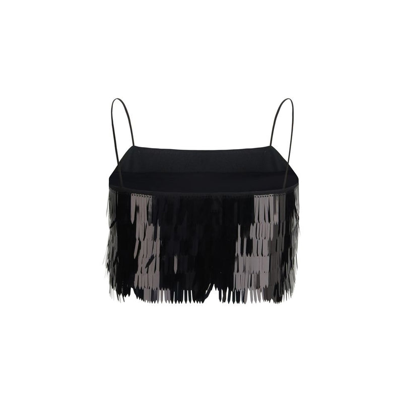 Self-Portrait Black Polyester Sequin Top