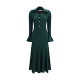 Self-Portrait Bicolor Viscose Midi Dress with Keyhole Detail