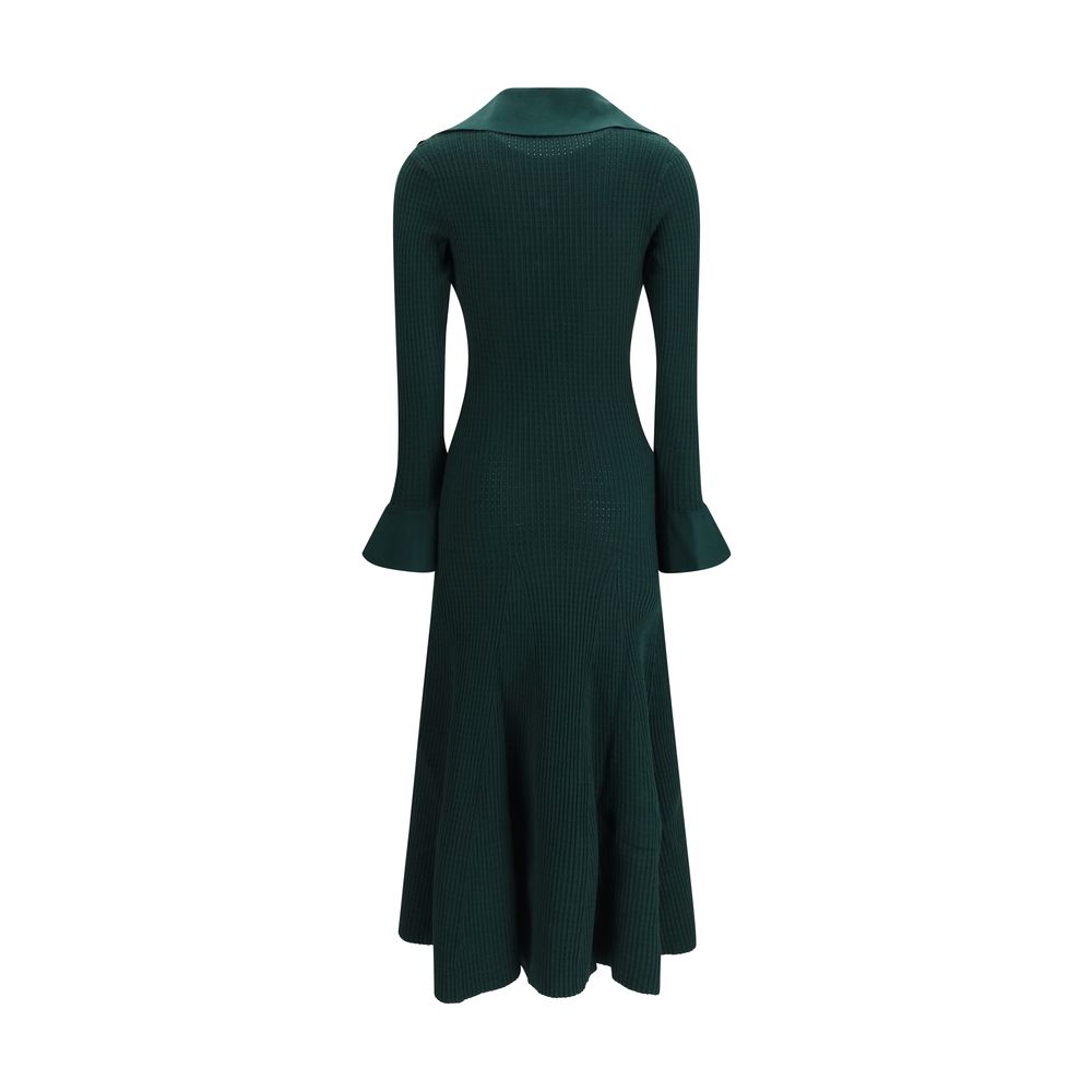 Self-Portrait Bicolor Viscose Midi Dress with Keyhole Detail