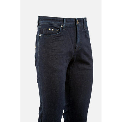 Blauwe katoenen straight-leg jeans