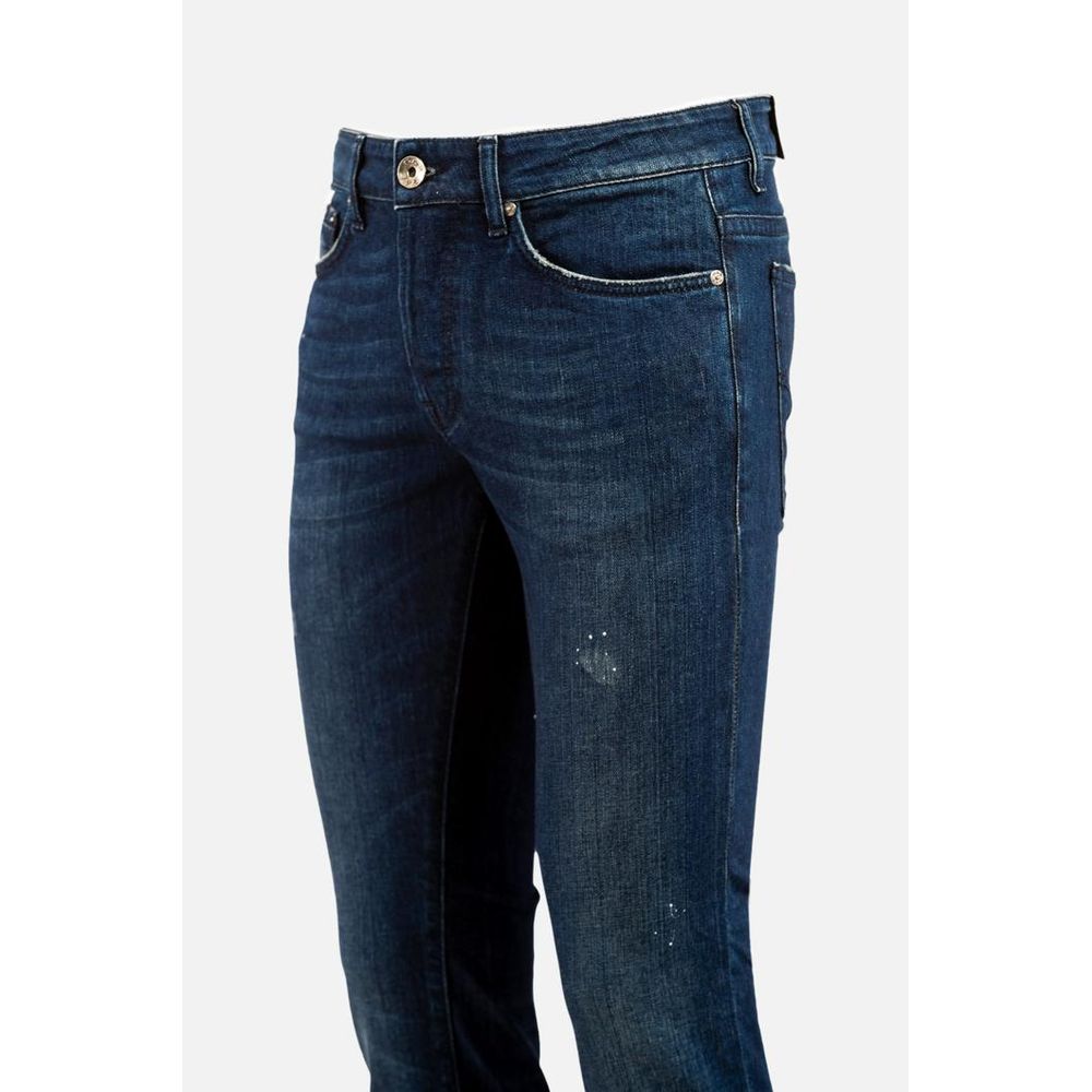 Gas Blue Cotton Skinny Jeans for Men