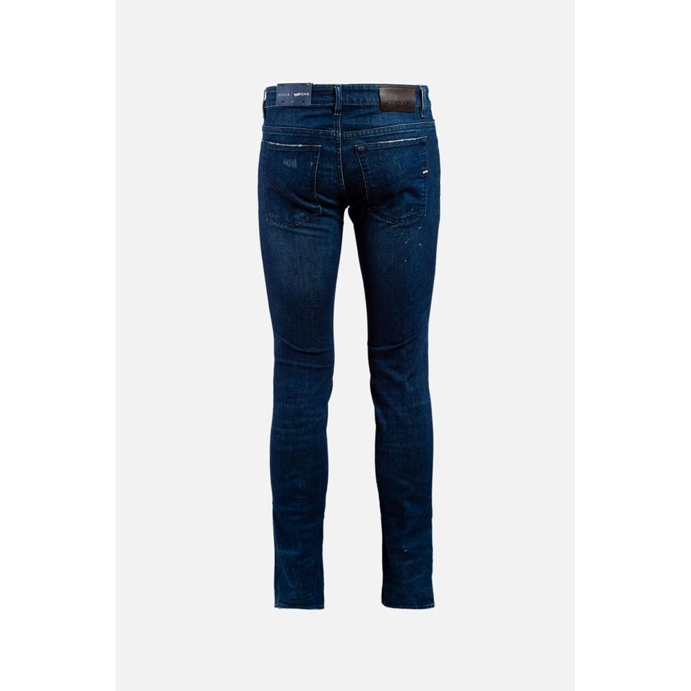 Gas Blue Cotton Skinny Jeans for Men