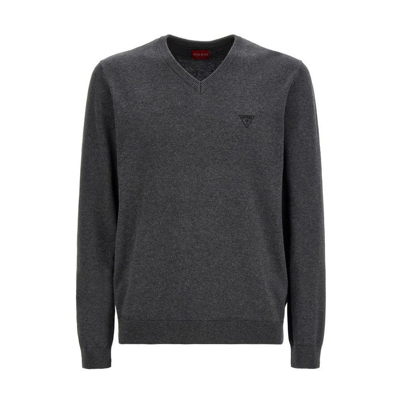 Guess Gray Cotton Sweatshirt - Dark Melange Grey Pullover