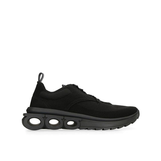 Salvatore Ferragamo Black Fabric Athletic Sneakers for Men