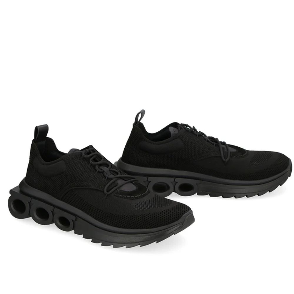 Salvatore Ferragamo Black Fabric Athletic Sneakers for Men