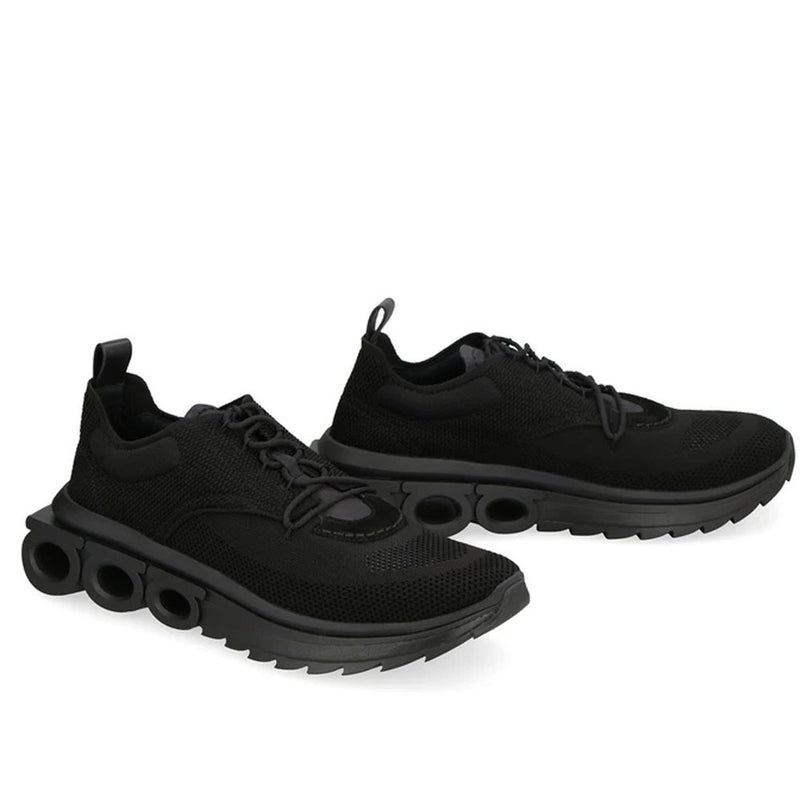 Salvatore Ferragamo Black Fabric Athletic Sneakers for Men