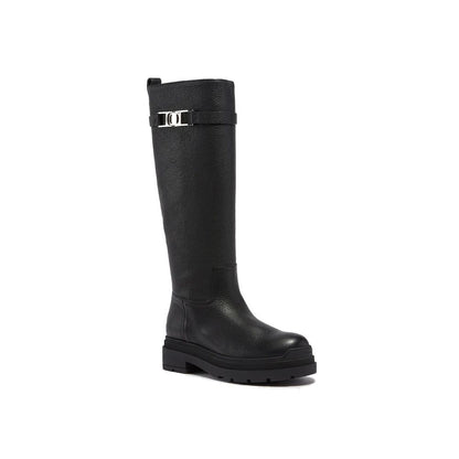Salvatore Ferragamo Black Calfskin Over The Knee