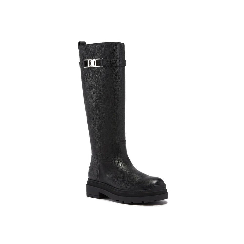 Salvatore Ferragamo Black Calfskin Over The Knee Boots