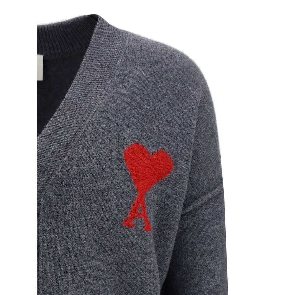 Gilet en laine polaire grise Ami Paris