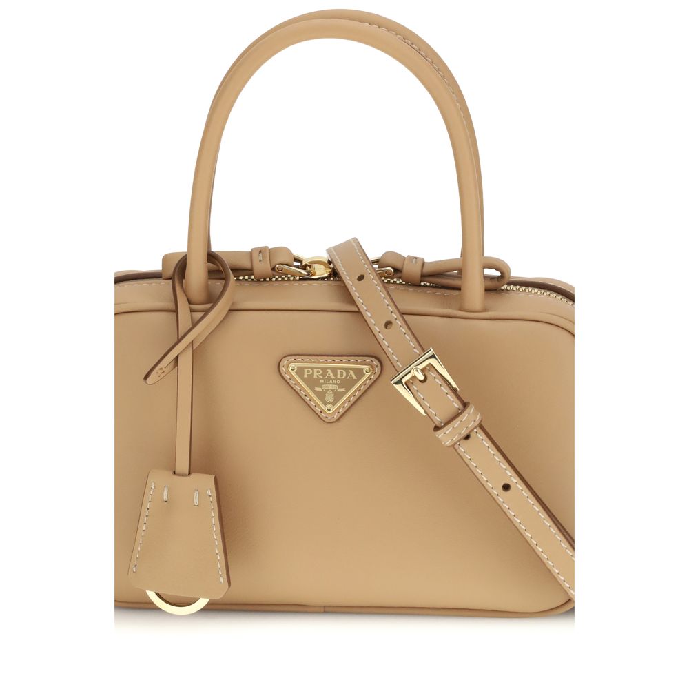 Prada Beige Calf Leather Bos Taurus Handbag - Elegance Redefined