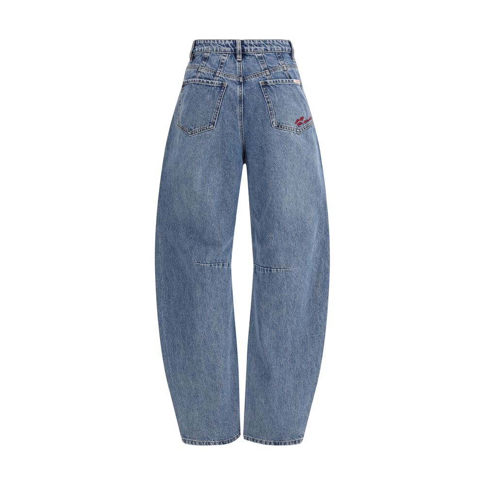Self-Portrait Blue Cotton Relaxed Fit Jeans for Women
