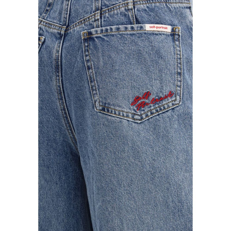 Self-Portrait Blue Cotton Relaxed Fit Jeans for Women