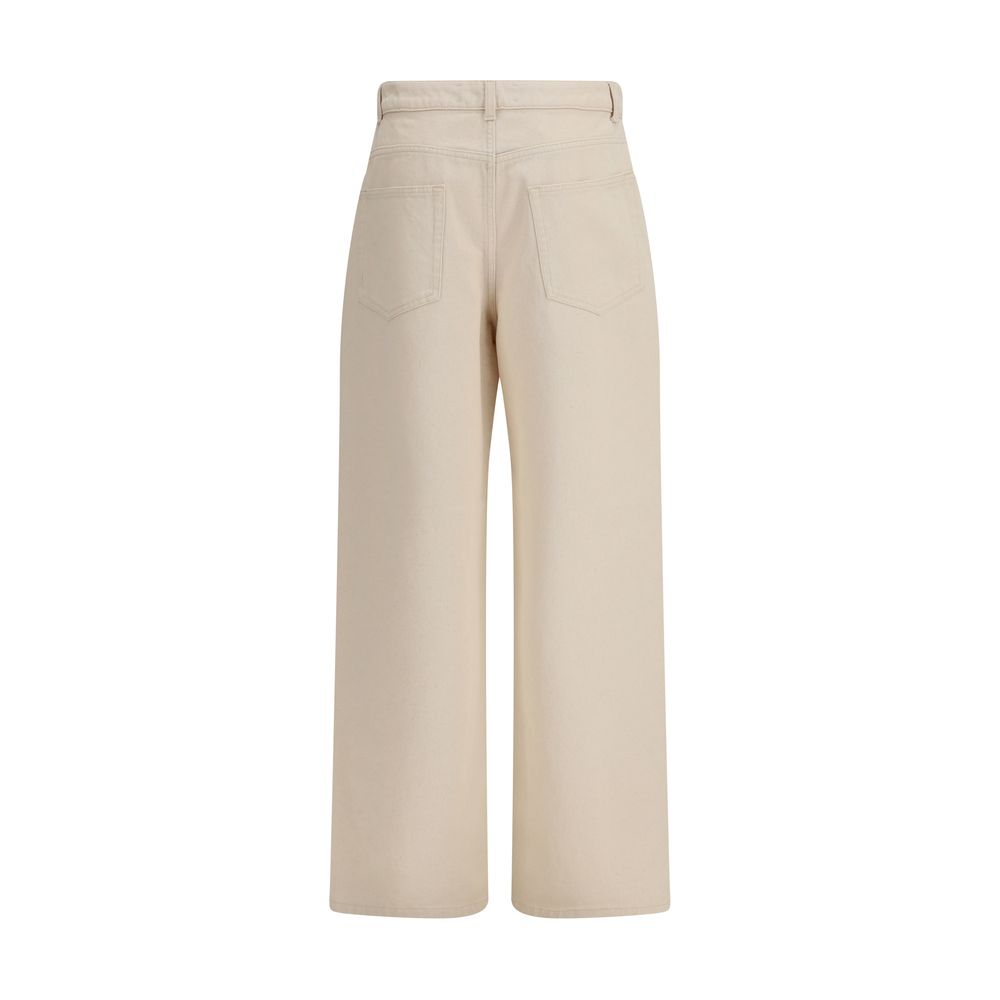 Pantalon décontracté en coton beige Rohe