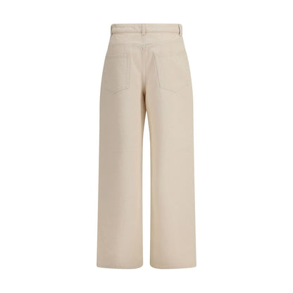 Pantalon décontracté en coton beige Rohe