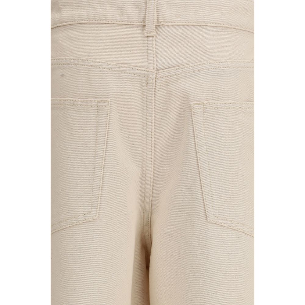 Pantalon décontracté en coton beige Rohe
