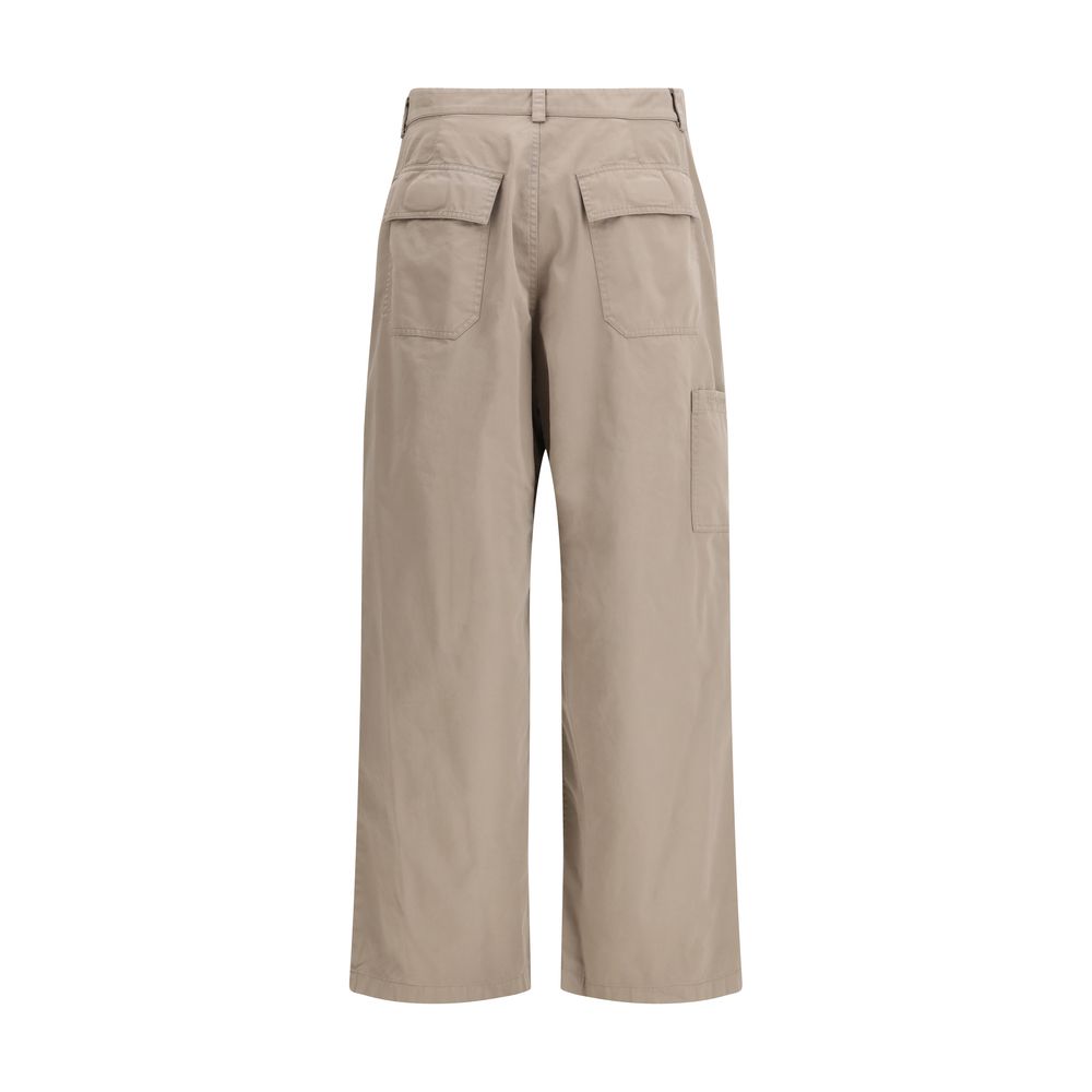 Pantalon décontracté en coton beige Balenciaga