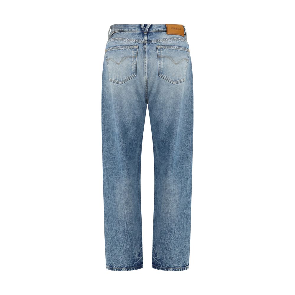 Jean Versace bleu clair en coton denim