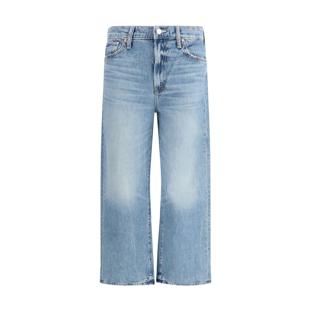 Mother Denim Dodger Flood Blue Cotton Cropped Jeans