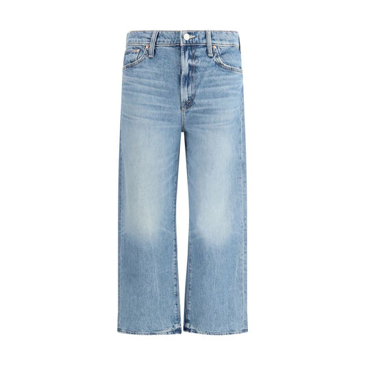 Mother Denim Dodger Flood Blue Cotton Cropped Jeans