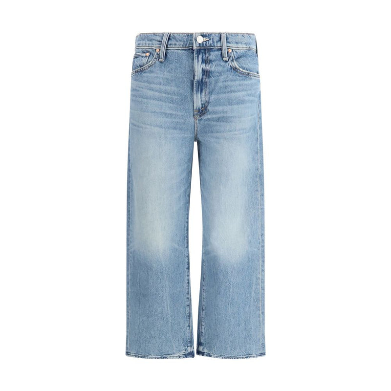 Mother Denim Dodger Flood Blue Cotton Cropped Jeans