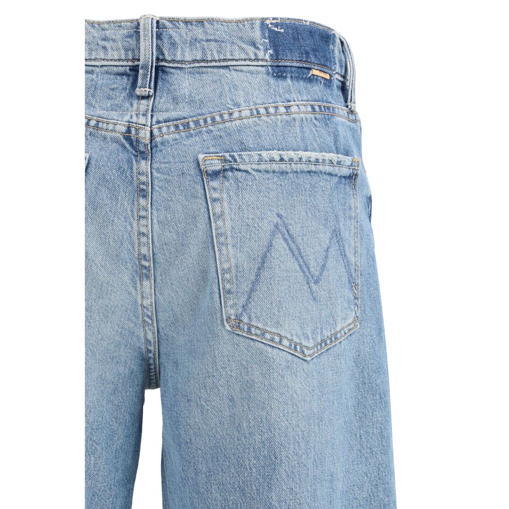 Mother Denim Dodger Flood Blue Cotton Cropped Jeans