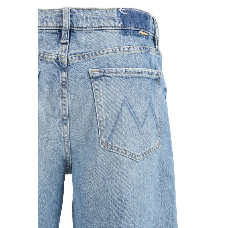 Mother Denim Dodger Flood Blue Cotton Cropped Jeans