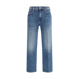 Mother Denim Blue Cotton Relaxed Fit Mid Rise Rambler Jeans